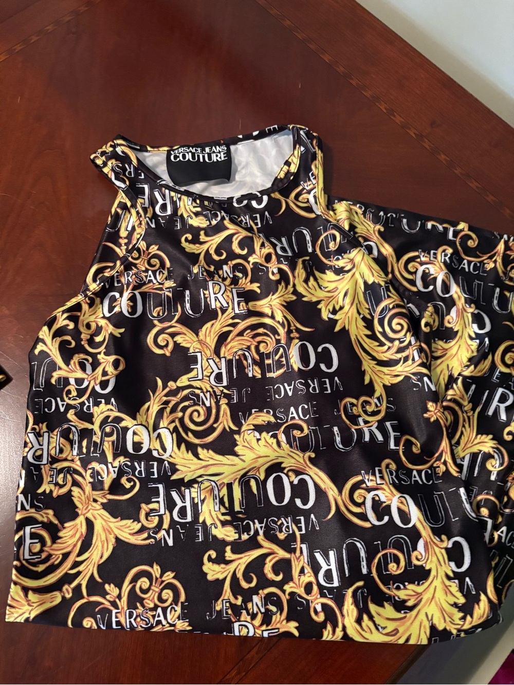 Versace Jeans Collection Black and Yellow Floral Graphic Minidress